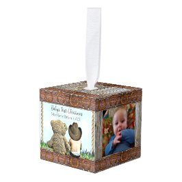 Adorno Cúbico Lil Cowboy personalizado | Primera Navidad del beb