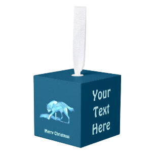 Adorno Cúbico Lobo azul