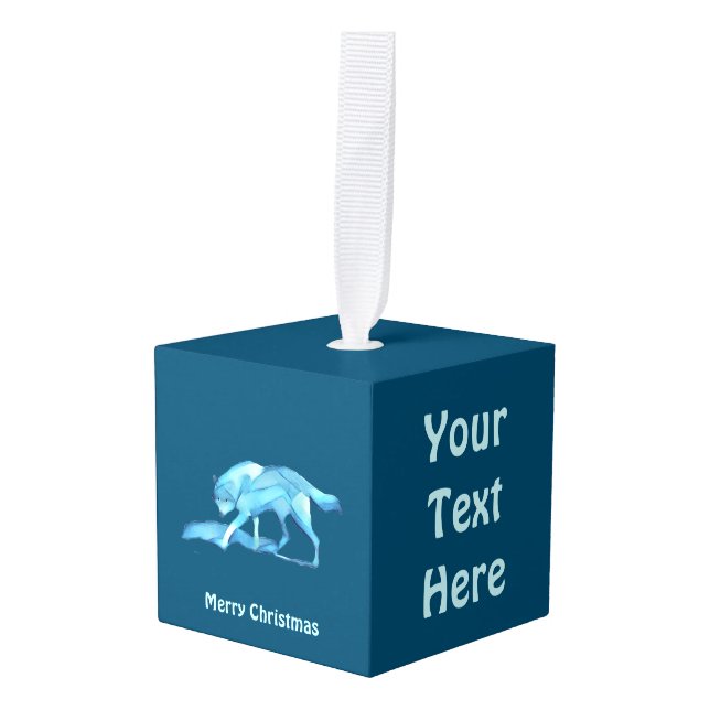 Adorno Cúbico Lobo azul (Anverso en perspectiva)