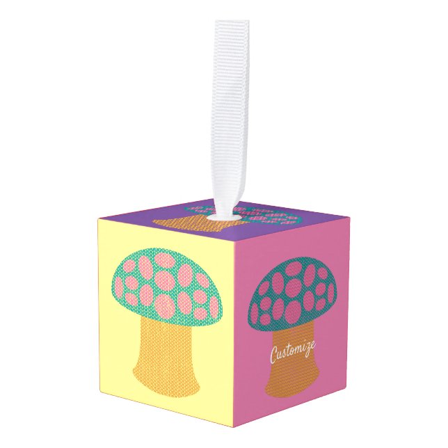 Adorno Cúbico Los hongos rojos de Amanita Thunder_Cove (Anverso en perspectiva)