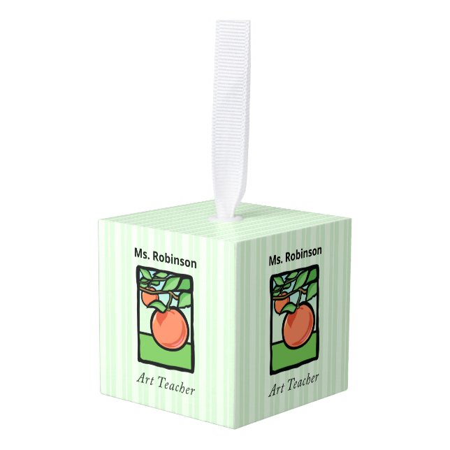 Adorno Cúbico Maestra de Arte Gracias, Apple (Anverso en perspectiva)