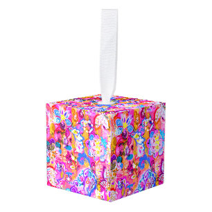 Adorno Cúbico Magnífico colorido abstracto floral