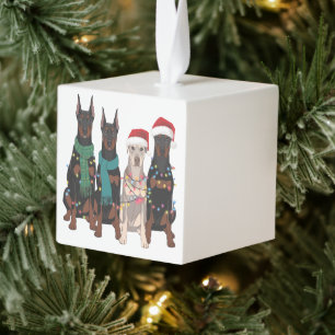 Adorno Cúbico Mamá Perro Amante Doberman Navidad Fiesta
