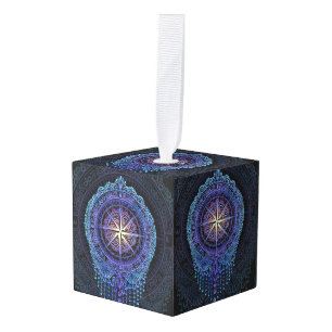 Adorno Cúbico Mandala de brújula celeste