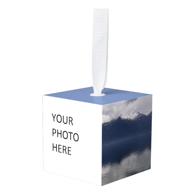 Adorno Cúbico Mar de Alaska en tonos azules (Anverso en perspectiva)