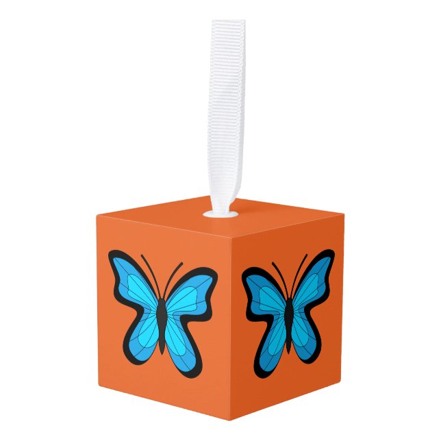 Adorno Cúbico Mariposa azul (Anverso en perspectiva)