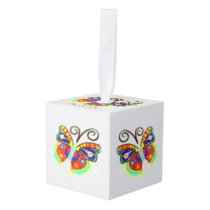 Adorno Cúbico mariposa mosaico