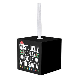 Adorno Cúbico Más Probable Que Juegue Golf Con Santa Familia Xma