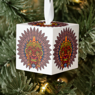 Adorno Cúbico Máscara ritual del rey guerrero tribal