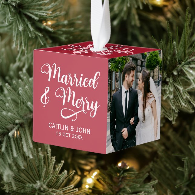Adorno Cúbico Matrimonio de recién casados Foto de primer Navida (Árbol)
