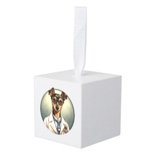 Adorno Cúbico Médica de Perro de Pinscher en miniatura