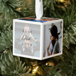 Adorno Cúbico Mejor Papá Nunca | Collage de fotos del Día del Pa