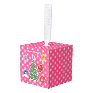 Adorno Cúbico Merry and bright Christmas Cube Ornament