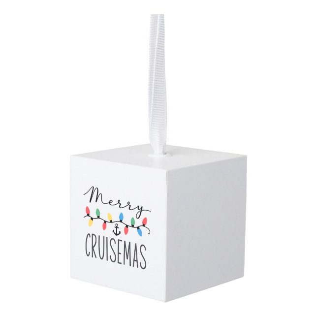 Adorno Cúbico Merry Cruisemas Family Christmas Cruise Trip  (Reverso en perspectiva)
