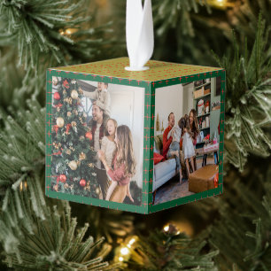 Adorno Cúbico Merry y Bright   4 Familia de Navidades fotográfic