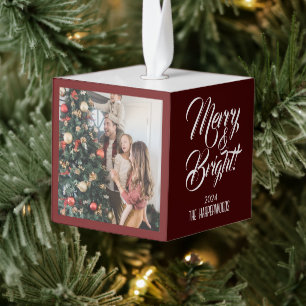 Adorno Cúbico Merry y Bright   Elegantes Navidades 3 Fotografía 