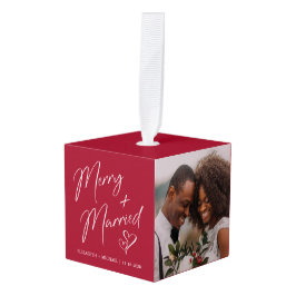 Adorno Cúbico Merry Y Married Newlywes 3 Foto Red