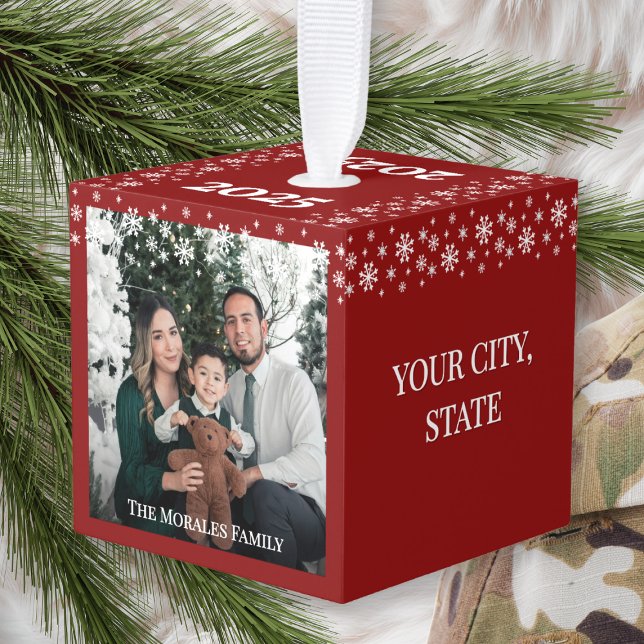 Adorno Cúbico Military Family Duty Station 2 Photo Keepsake (unique military family keepsake duty station christmas ornament holiday grandparents christmas gift )