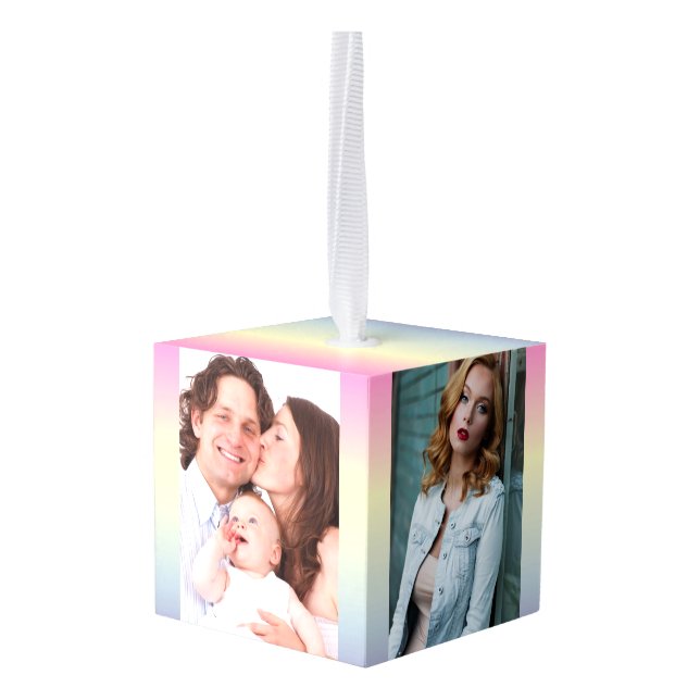 Adorno Cúbico moda giratoria unicornio arcoiris púrpura rosa (Reverso en perspectiva)