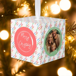 Adorno Cúbico Moderno Bright Merry Photo Keepsake