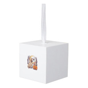 Adorno Cúbico Momia de Halloween Bulldog Francés Calabaza Carame