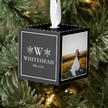 Monograma de copo de nieve foto casada negra