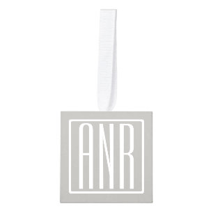 Adorno Cúbico Monograma de Iniciales Blanco Sobre Gris Claro