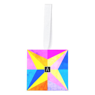 Adorno Cúbico Monograma geométrico multicolor moderno colorido