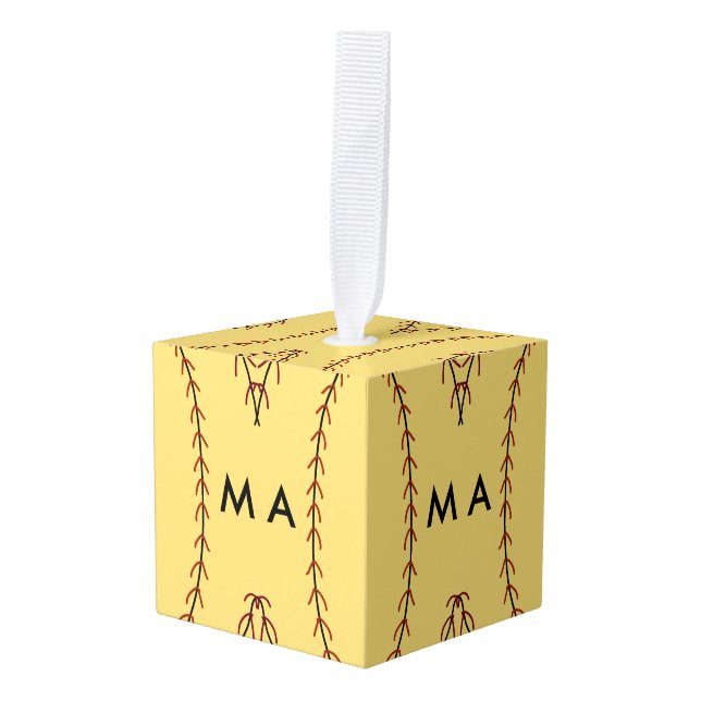 Adorno Cúbico Monograma simple añada su letra de nombre man mini (Anverso en perspectiva)