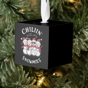 Adorno Cúbico Muñeco de nieve Navidad Relajándome con mis regalo