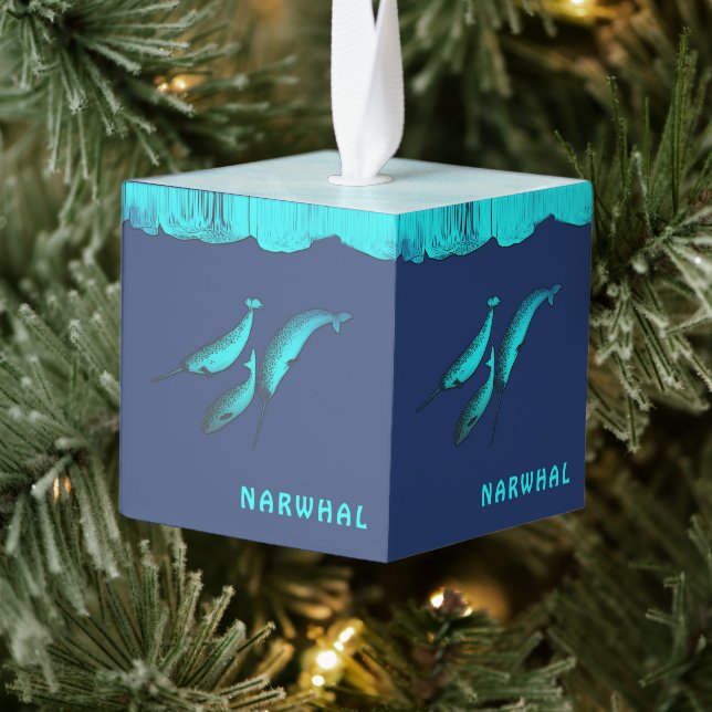 Adorno Cúbico Narwhal Bajo El Hielo (Árbol)