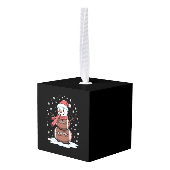 Adorno Cúbico Navidad americano de fútbol, muñeco de nieve, depo (Reverso en perspectiva)