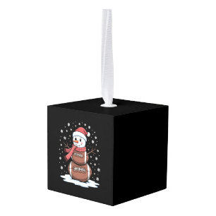 Adorno Cúbico Navidad Fútbol Americano Muñeco de Nieve Xmas Depo