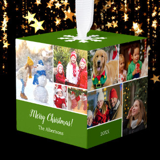Adorno Cúbico Navidades 15 Collage de fotos con nombre de famili
