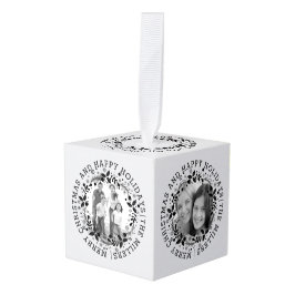 Adorno Cúbico Navidades blancos y negros escriben y fotos