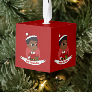 Adorno Cúbico Navidades chica con un personalizado africano