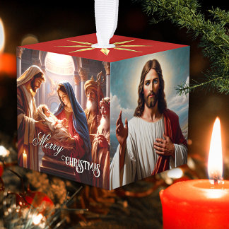 Adorno Cúbico Navidades clásicos Jesus Mary Angel