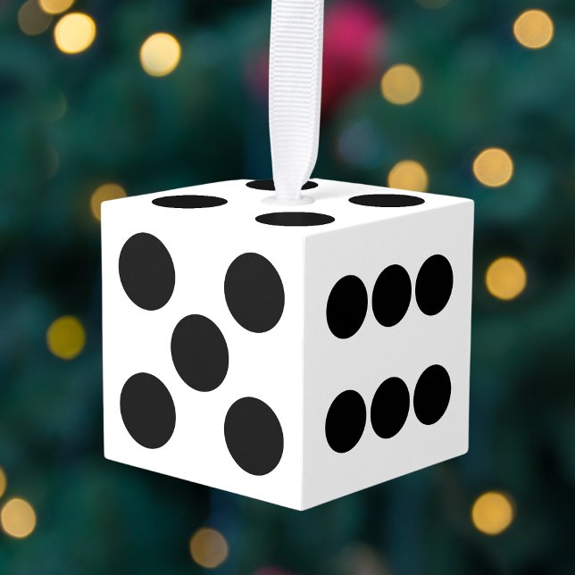 Adorno Cúbico Navidades de dados blancos y negros Cubo de Orname (Black and White Dice Christmas Cube Ornament
)