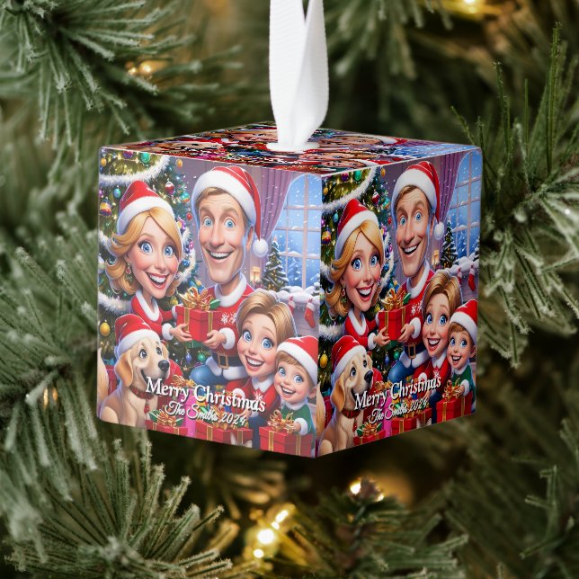 Adorno Cúbico Navidades de fotografía familiar divertidos, educa (Árbol)