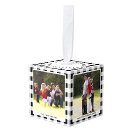 Adorno Cúbico Navidades de fotos de color blanco y negro persona