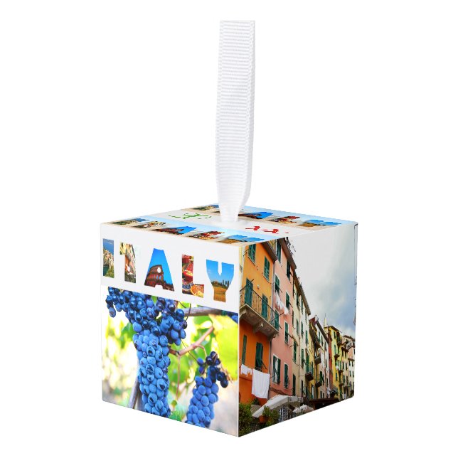 Adorno Cúbico Navidades de Fotos de Viajes de Vacaciones en Ital (Anverso en perspectiva)