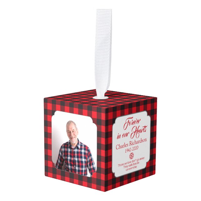 Adorno Cúbico Navidades de fotos en memoria de búfalo negro rojo (Anverso en perspectiva)