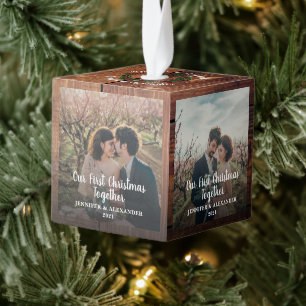 Adorno Cúbico Navidades de madera de granero rústico juntos fot