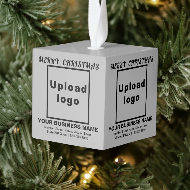 Adorno Cúbico Navidades de negocios Gray Cube Ornament (Árbol)