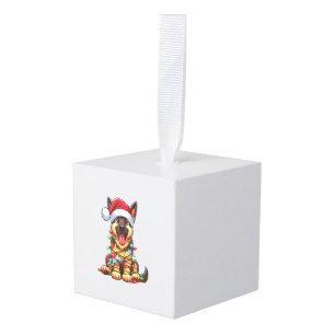 Adorno Cúbico Navidades de pastores alemanes iluminan Santa Hat