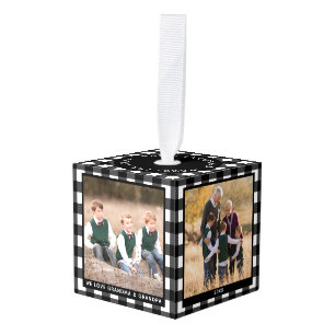 Adorno Cúbico Navidades de personalizable foto blanco negro