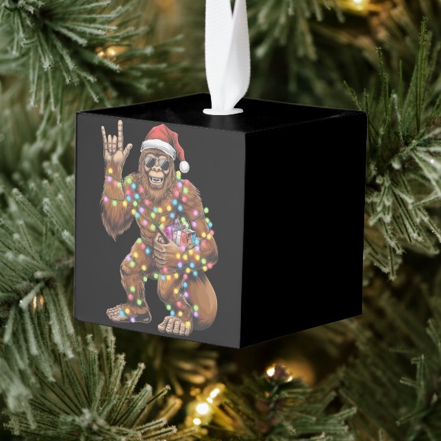 Adorno Cúbico Navidades de Santa Bigfoot iluminan la diversión d (Árbol)