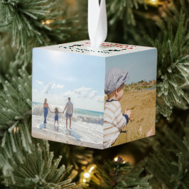 Adorno Cúbico Navidades del Collage de la familia fotográfica pe