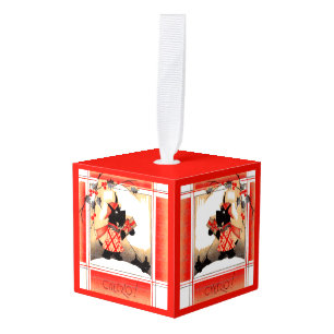 Adorno Cúbico navidades escoceses de los años 1930 dice ‘Cheerio