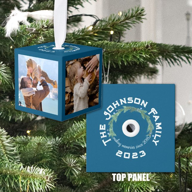 Adorno Cúbico Navidades Familia Keepsake Ornament (Family Keepsake Christmas Ornament.  Buy one every year to preserve a lifetime of memories.)